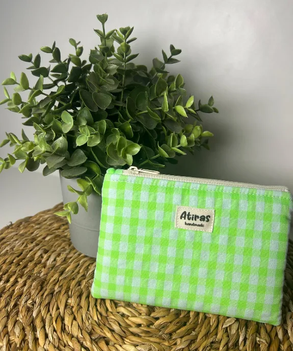 Necesser vichy verde neón