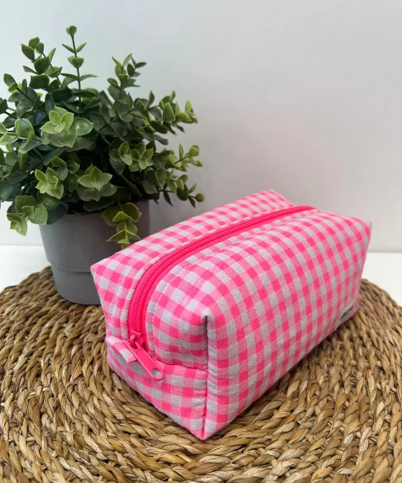 Neceser Box vichy rosa neón