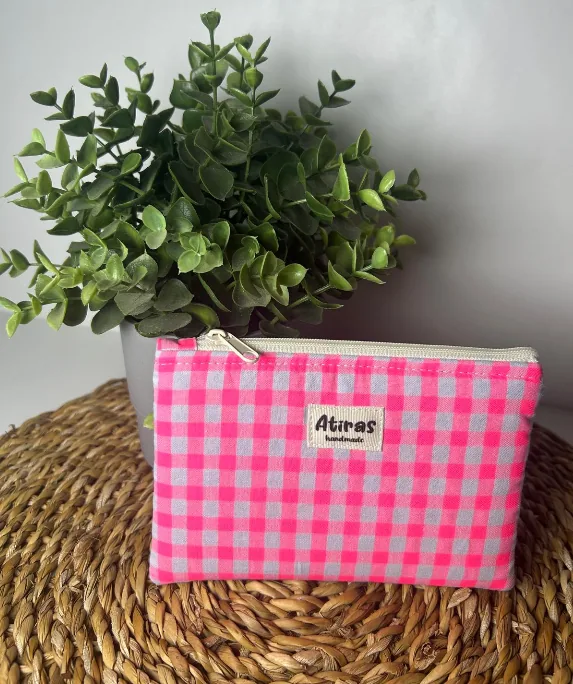 Necesser vichy rosa & gris