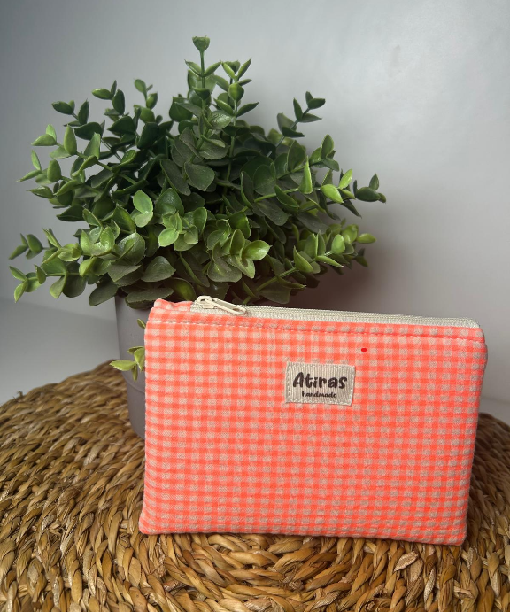 Necesser vichy coral fino