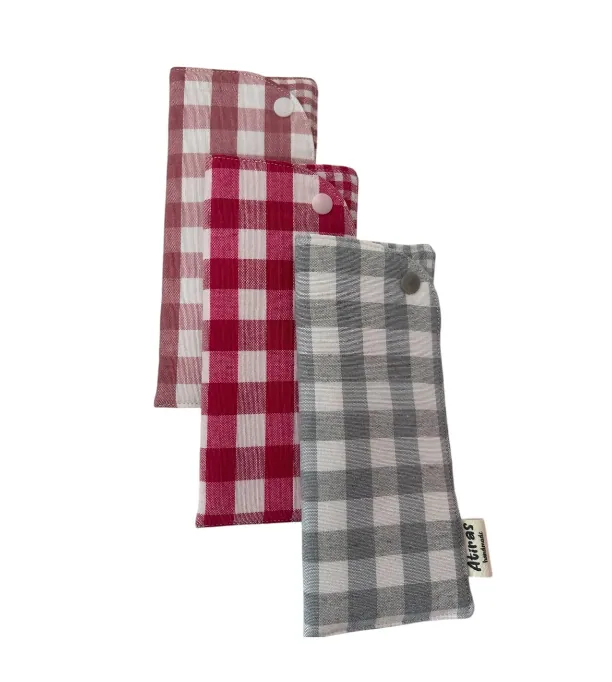 Set fundas vichy rojo, fucsia & gris
