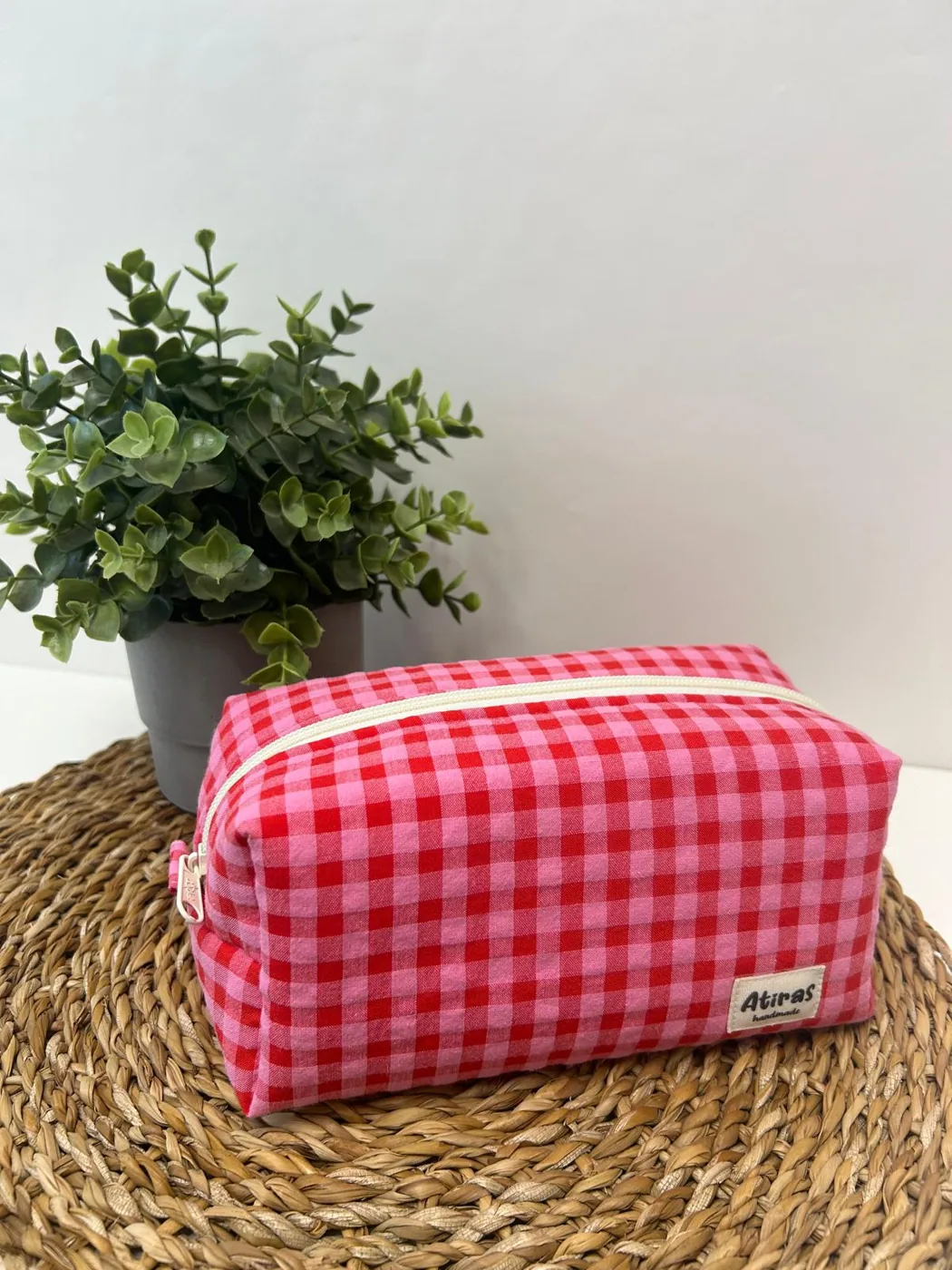 Neceser Box vichy rojo & fucsia